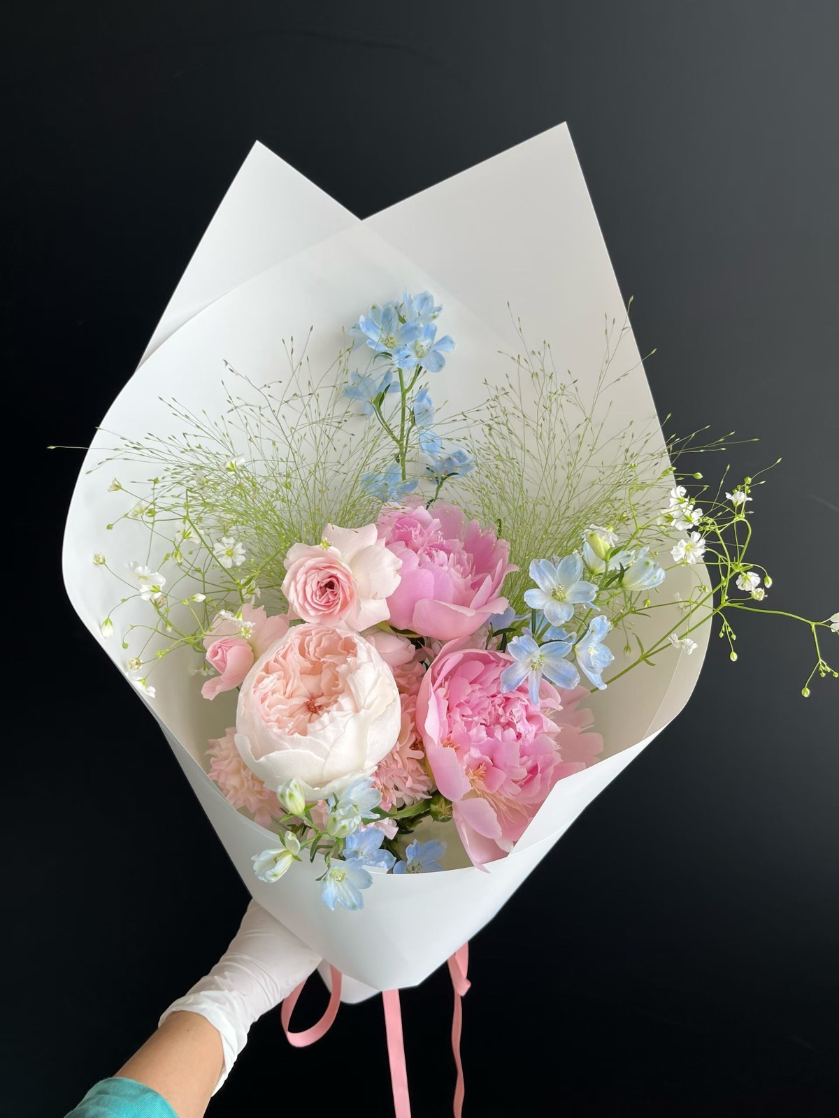 杭州粉蓝轻盈花束实拍,适合朋友生日、闺蜜生日和日常鲜花参考