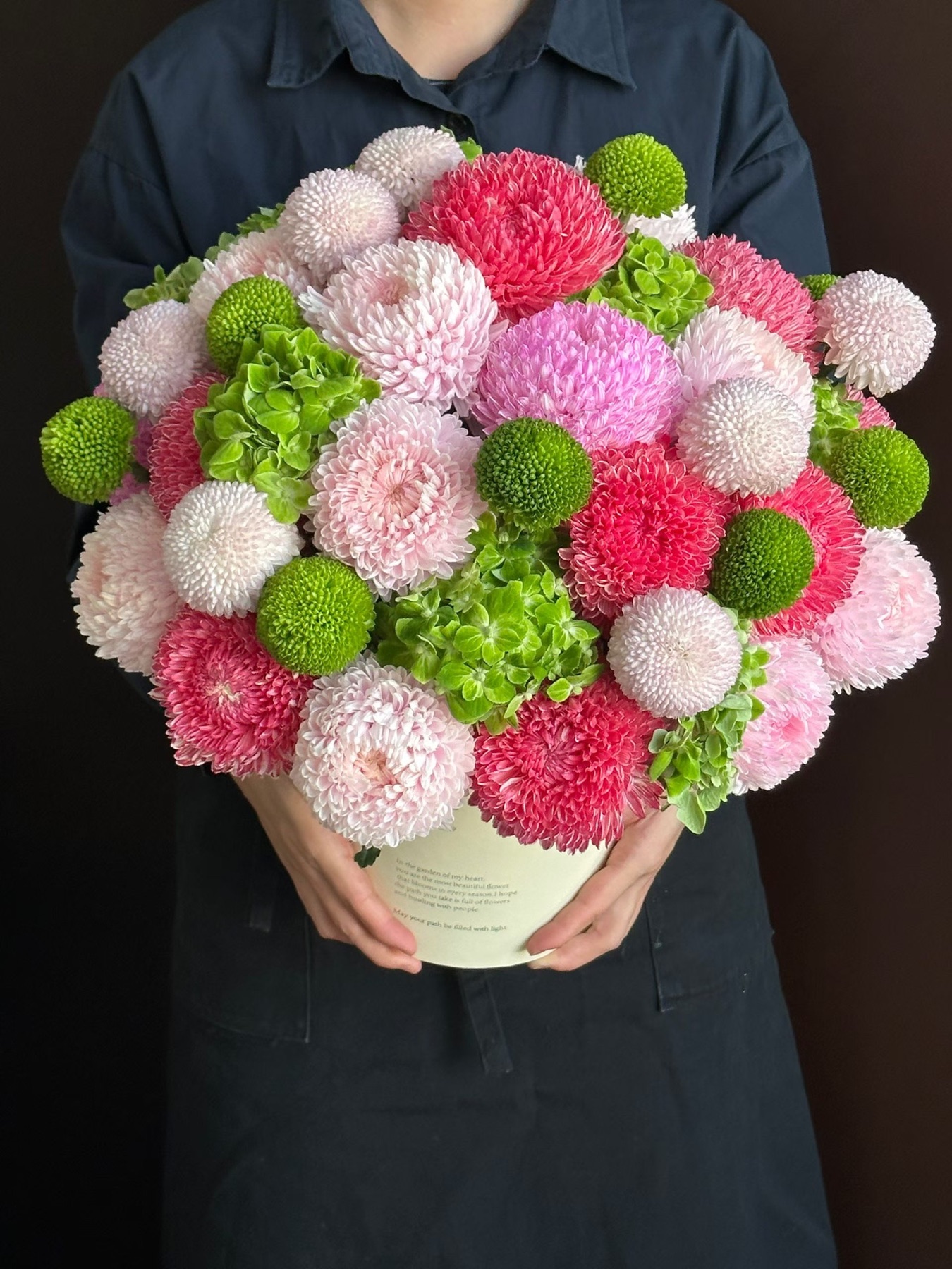 杭州粉绿乒乓菊花桶真实作品,适合朋友生日和日常惊喜