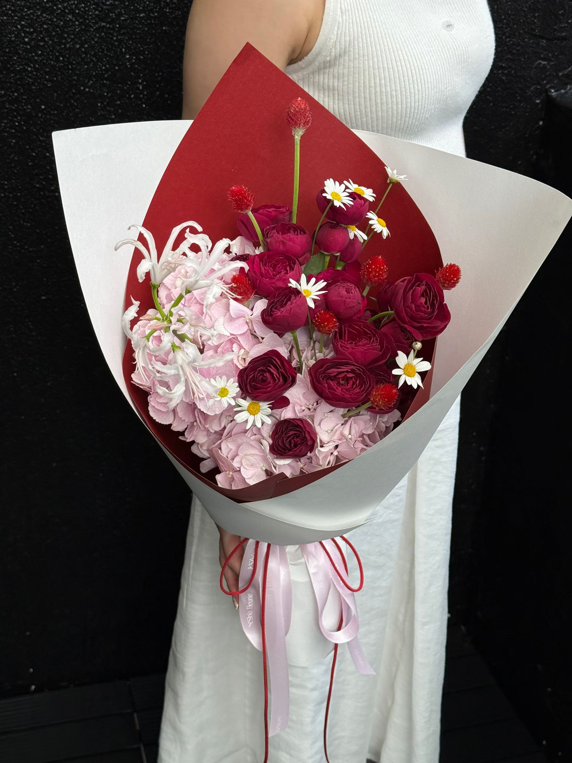 杭州七夕红粉绣球玫瑰花束实拍｜送女朋友和老婆的小众浪漫花礼