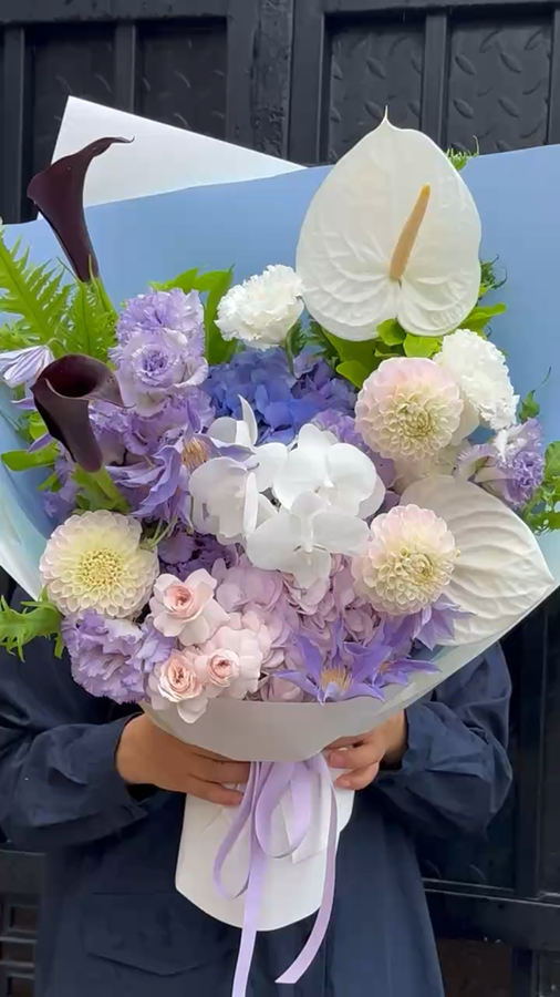 杭州七夕白紫高级感花束实拍｜送女朋友和老婆的小众花礼